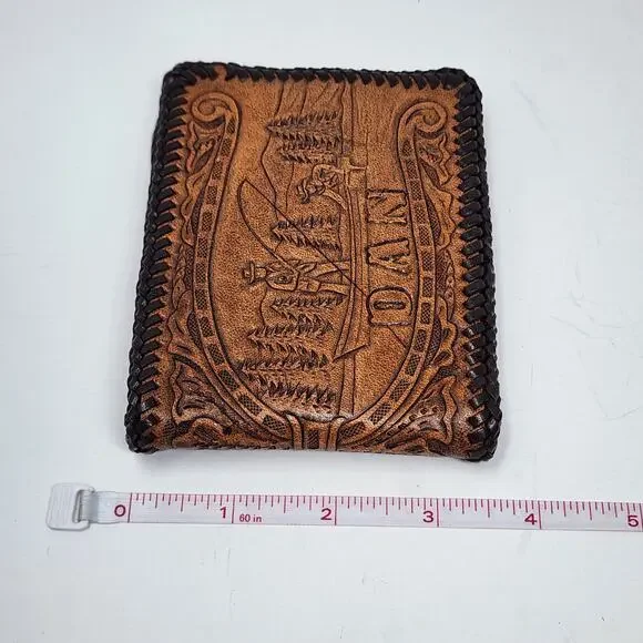 Vintage Handmade Genuine Leather Dan Fisherman Wallet - Picture 10 of 11